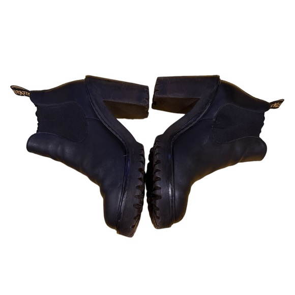 DR MARTENS CHELSEA HURSTON BLACK LEATHER LUG SOLE HEELED ANKLE BOOTS 9 - Picture 3 of 13